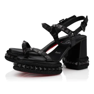 Superaclou – Sandale cu curele de 85 mm – Piele de miel Nappa – Negru – Femei