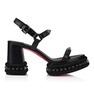 Superaclou – Sandale cu curele de 85 mm – Piele de miel Nappa – Negru – Femei