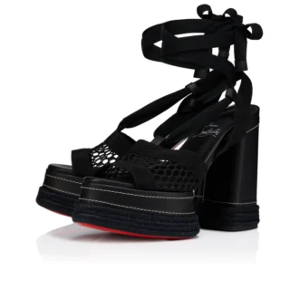 Toledissima – Espadrile de 130 mm – Plasă și piele de vițel cerată – Negru – Femei Toledissima – Espadrile de 130 mm – Plasă și piele de vițel cerată – Negru – Femei