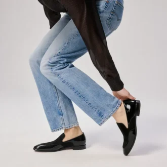 Yaki – Mocasini – Piele de vițel lăcuită și veau velours – Negru – Bărbați